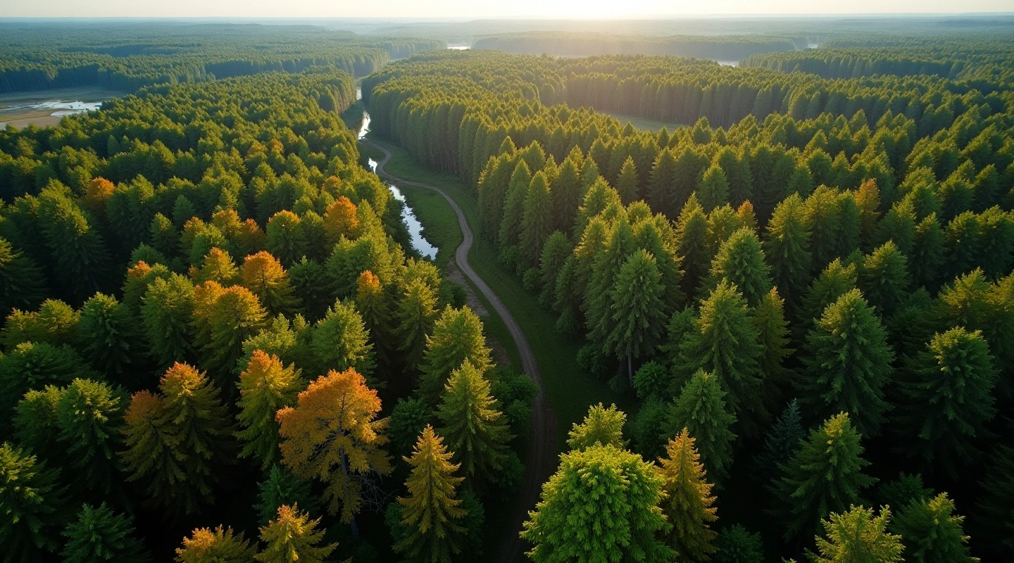 Ķemeru meža daba un takas no putna lidojuma skata